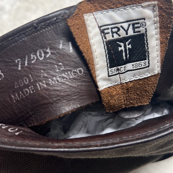 Frye Veronica Leather Canvas Shortie Boots- Womens- Size 7 B- Brown- Ankle Boot - Picture 13 of 13